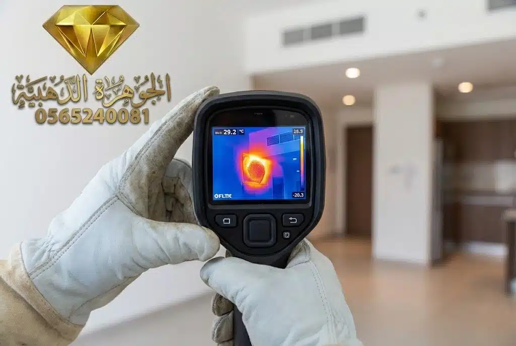 كشف أماكن خلايا النحل المخفية خلف الجدران باستخدام الكاميرا الحرارية الحديثة لضمان الإزالة الكاملة.