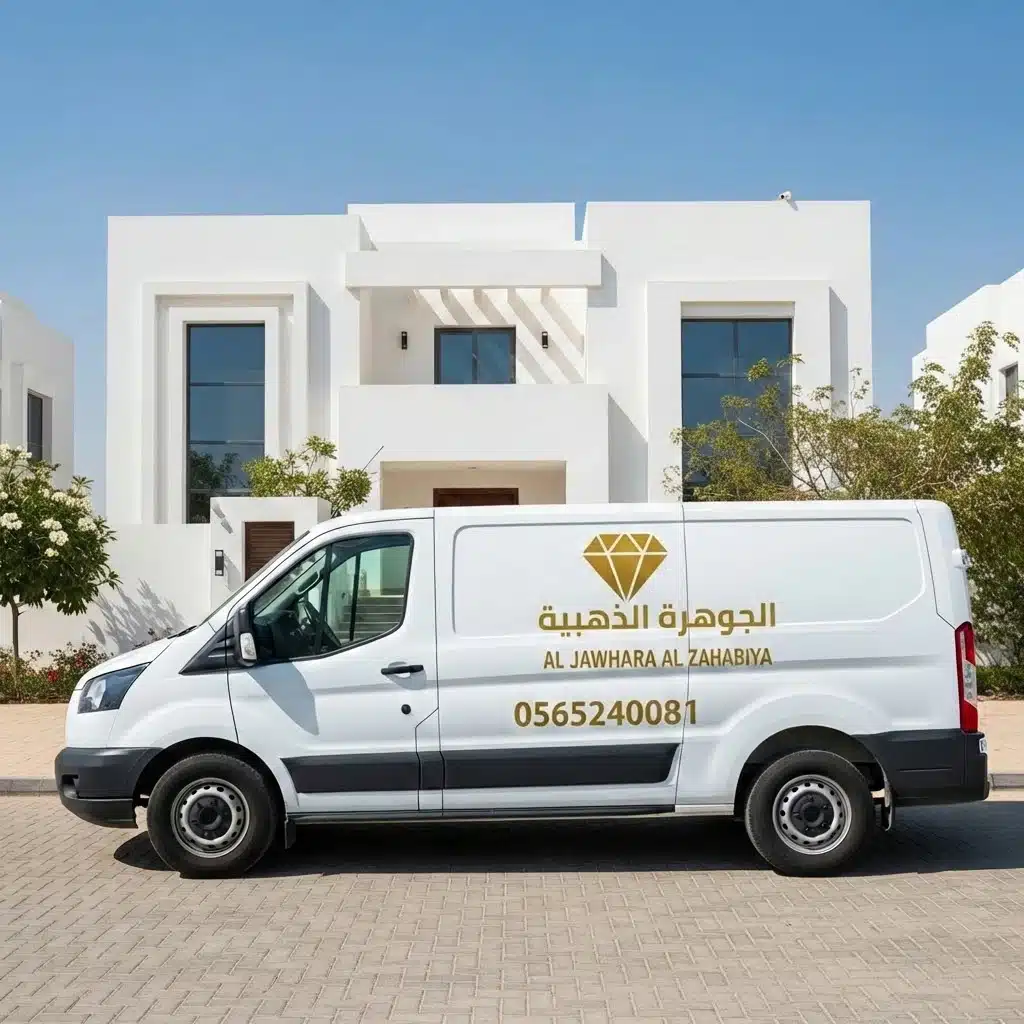 سيارة خدمات شركة الجوهرة الذهبية لعزل الخزانات في حي أبحر الشمالية بجدة.